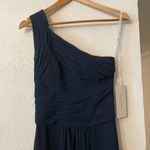 Monique Lhuillier NWT  Elegant Navy Blue One-Shoulder Dress Size 2 Photo 6