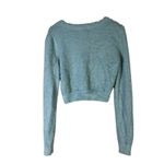 Altar'd State NWT Fuzzy Cropped Cardigan Womens L Blue Y2K Retro Coquette Photo 3