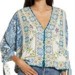 Free People  Lola Floral Kimono Crop  Mixed Print Tie Butterfly Sleeves Size XS Photo 0