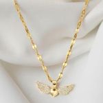 Goldie Angel Wings Heart Pendant Necklace Gold Photo 0