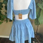 SHY VELVET Blue Open Side and Back Mini Dress | small Photo 6