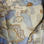 JM Collection  Blue & Beige Paisley Linen Button Down Size 14 Photo 4