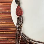 Coldwater Creek  Red and Brown Multi-Strand Seed Bead Necklace Photo 1