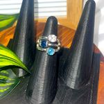 Lia Sophia  Riviera Blue Shades 3 Cushion Glass Stones Silver Tone Ring 8.5 Photo 0
