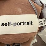 Self Portrait Arabella Lace V Neck Midi Dress Smoked Lilac & Nude Tan Size 4 Photo 6