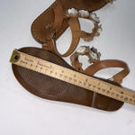 Italian Shoemakers  Size 8 Slide On Floral Flat Sandals Leather Brown Tan Photo 14