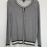 Talbots Black/White Cotton Blend Houndstooth Button-Up Cardigan Sweater - Size L Photo 0