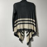 Heartloom  Merino Wool Blend Draped Waterfall Grey Cream Striped Cardigan Size S Photo 4