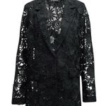 Ungaro Women’s Size M Black Kehlani Floral Eyelet Snap Front Blazer Jacket Size M Photo 2