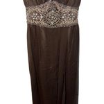 NWT Mandalay Brown Silk Beaded Sequin Maxi Long Gown Evening Formal Dress Size 4 Photo 0