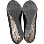 Antonio Melani Black Leather Round Toe Snakeskin Heel Wedges Size 8 Photo 4