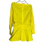 Proenza Schouler White Label Women's 8 Poplin V-Neck Top Bright Yellow Peplum Photo 9