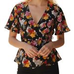 ZARA ‎ Trafuluc  Collection Floral Print Ruffled Sleeve Wrap Blouse NWOT Size  XS Photo 0