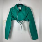 Ashley by 26 International   pop it crop green Faux Leather Jacket NWT size Large Photo 3
