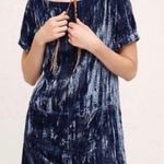 Anthropologie  Floreat Blue Crushed Velvet Pocket Dress X- Small Photo 0