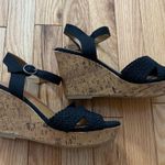 Jelly pop Panke, Black Canvas Wedge Sandal, Size 7M Photo 0