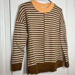 Madewell  Peach / Brown Striped Long Sleeve Sweater Size Medium Photo 3