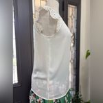 Philosophy Light Ivory Lace Cap Sleeve Pleated Neckline Blouse | Size M White Size M Photo 2