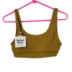 Kulani Kinis Bikini Top Medium NWT Crop Ribbed Mustard Swim Beach Rib Resort Photo 1