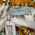 Silvia Tcherassi NEW NWT Tavira Silk Off The Shoulder Midi Dress Honey Green Dot Photo 9