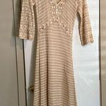 Elegant Beige Crochet Midi Dress with Slip Photo 0