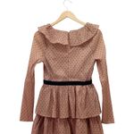 Rachel Parcell NWT Ruffle Tiered Midi Dress Brown Black Polka Dot Chiffon Size 4 Photo 7