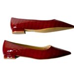 Fashion to figure  Women’s 10 Wide Pointed Toe Slip On Ballet Flats Croc Burgundy Photo 3