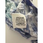 David Cline Top Size M Blue Green White Stripe Print Crinkle Semi Sheer Size M Photo 13