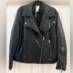 H&M Vegan Faux Leather Biker Moto Jacket black sz XXL Photo 1
