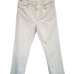 Loft SZ 27/4 Straight Crop Jeans High-Rise Frayed Hems Zip-Fly Stretch Beige Photo 0