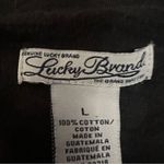 Lucky Brand Black Long Sleeve Tee with Embroidered Floral Design Photo 2