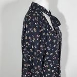 H&M Divided Black Floral Mini Dress with Neck Tie Size 14 Wedding Guest Dress Photo 3