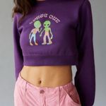 Urban Outfitters Women’s Space Alien Space Out Sweatshirt Size Small Cropped Photo 0