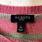 Talbots ‎ Petites Sweater Size SP Pink Green Striped 100% Linen Womens Photo 5