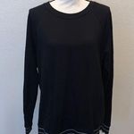 Dip sleep black striped bottom hem stretchy casual pullover sweatshirt Size L Photo 0