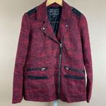 Lucky Brand Women’s Small Slouchy Long Moto Tweed Knit Zip Jacket Biker Modern Photo 2