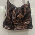 Brighton  Patent Leather Brown Croc Print Tote Shoulder Bag Purse Photo 1