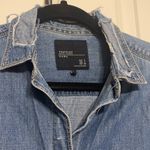 ZARA Distressed Denim Button Down Photo 3