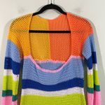 Women's Multicolor Crochet Long Sleeve Square Neck Beach Dress Size L Size L Photo 2