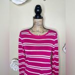 Vineyard Vines Bright Pink & White Striped Lightweight Sweater Size Small Photo 2