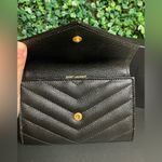 Saint Laurent  - YSL Monogram Small Flap Wallet - Grained Leather - Black W/ Gold Photo 11