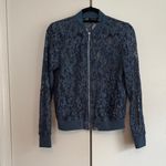 ZARA  Lace Bomber Jacket -‎ Dusty Blue, Size Small Photo 4