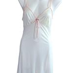 Vintage Val Mode Ivory Pink Chiffon Semi Sheer Nightgown Sheer Robe in Pink Trim Size M Photo 5