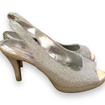 Worthington  Dayne Silver Metallic Peep Toe Stiletto Heels Sz‎ 6.5 Photo 0
