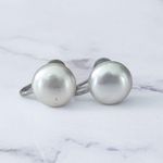 Vintage Screw On Earrings Faux Pearl Photo 1
