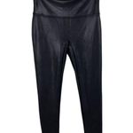 Spanx  Black Faux Leather Leggings 2437 Size Medium Shaping Slimming Compression Photo 1