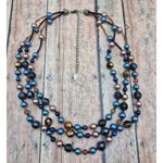 Pretty Esmor Multi Strand Glass Bead Necklace Jewel Tones Blue Gold 22" Photo 5