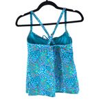 Lands End Chlorine Resist Tie Front Underwire Tankini Top Adjustable Straps 10 Blue Photo 1