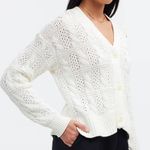 Madewell Open Cable-Stitch Cardigan Sweater - Bright Ivory Size M Photo 2