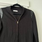 Calvin Klein M Black Full Zip Sweater Dress Leather Shoulders Photo 1